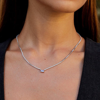 Silver-Tone Crystal Statement Necklace