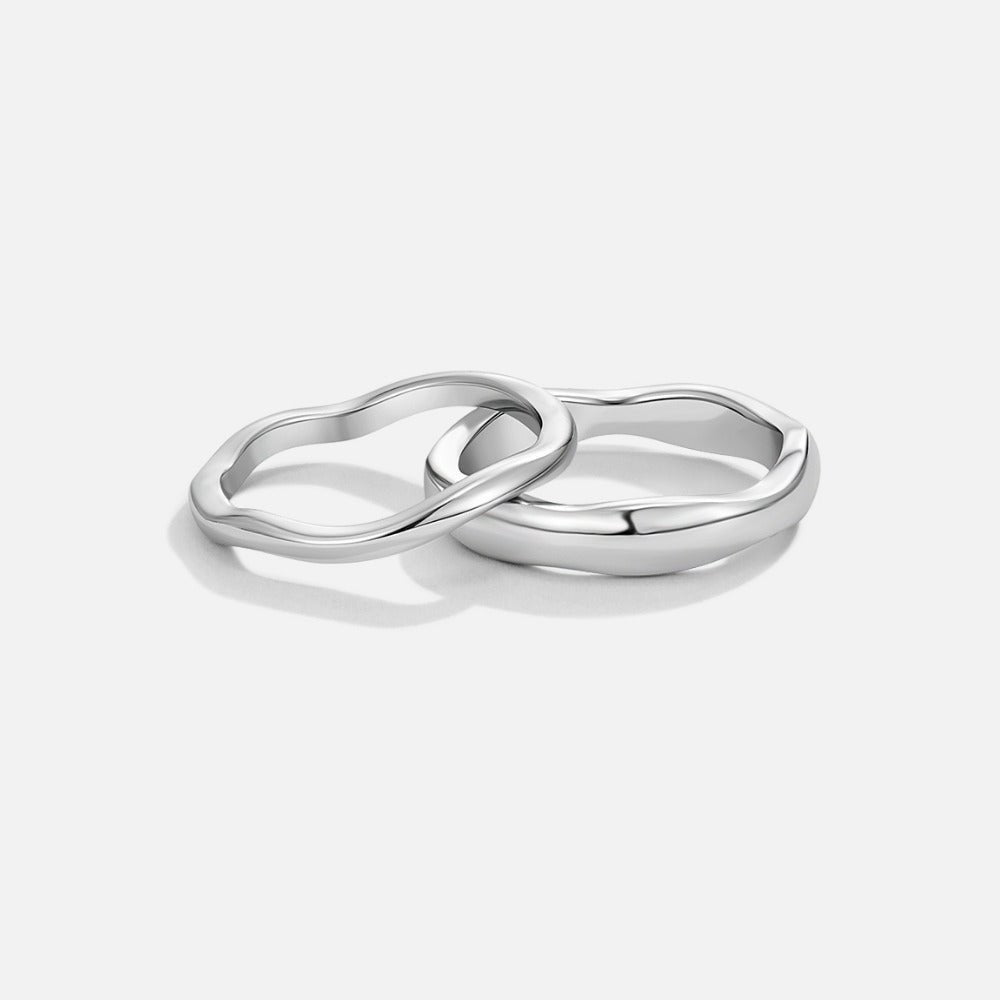 Silver-Tone Madison Wave Ring Set