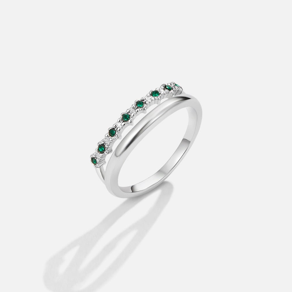 Marissa Emerald Green Layered Ring (Silver-Tone)