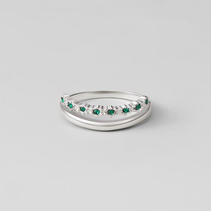 Marissa Emerald Green Layered Ring (Silver-Tone)