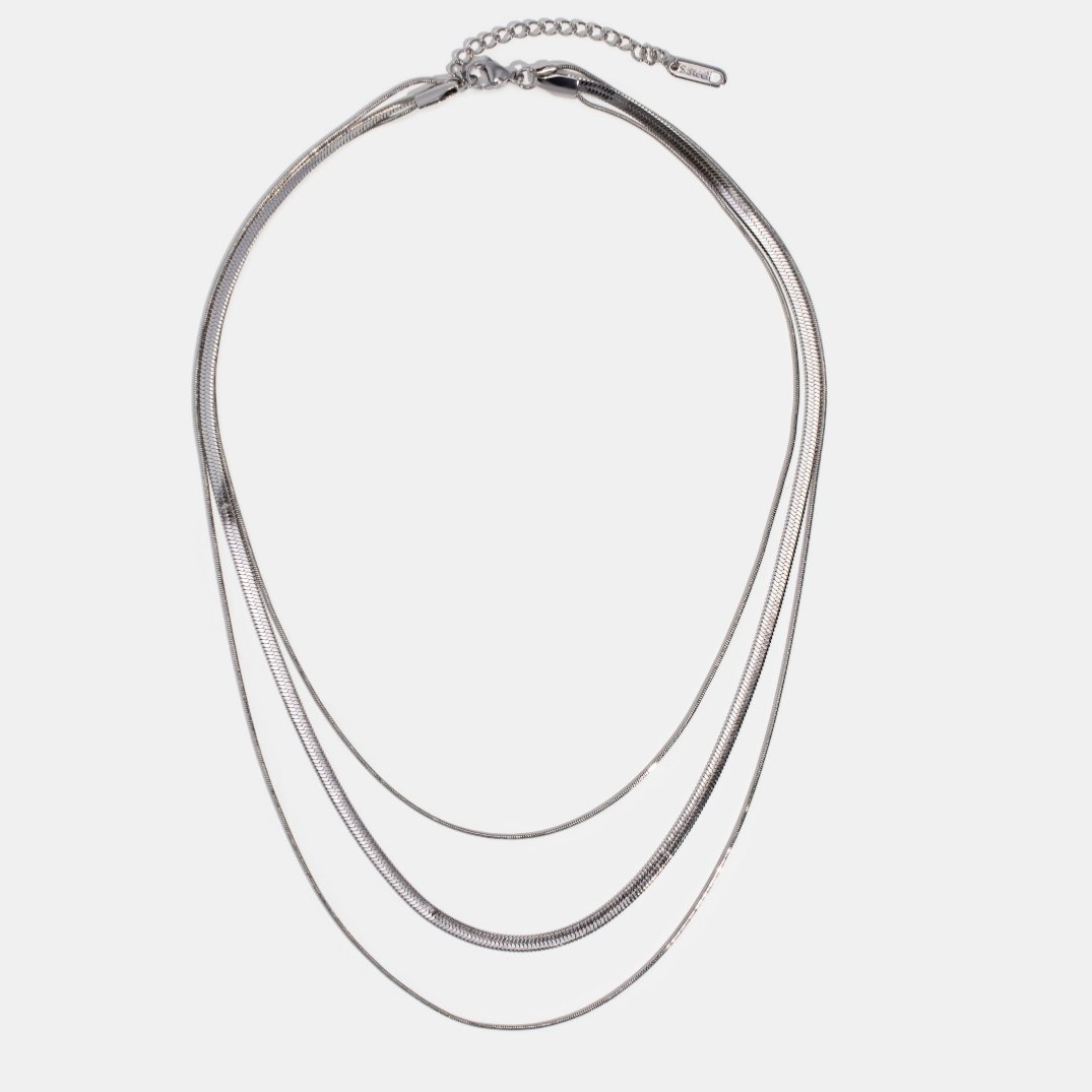 Silver-Tone Multi-Layered Chain Necklace