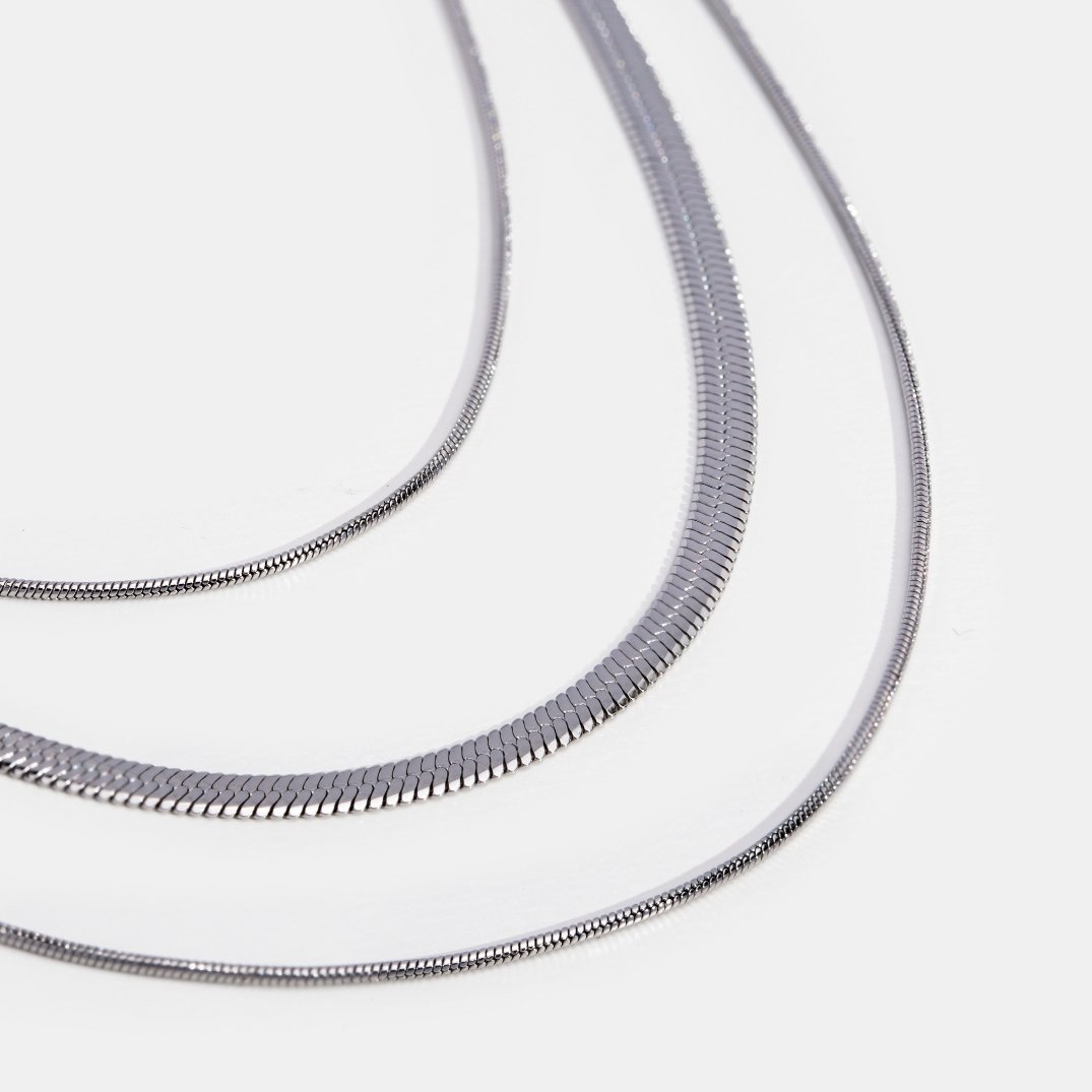 Silver-Tone Multi-Layered Chain Necklace