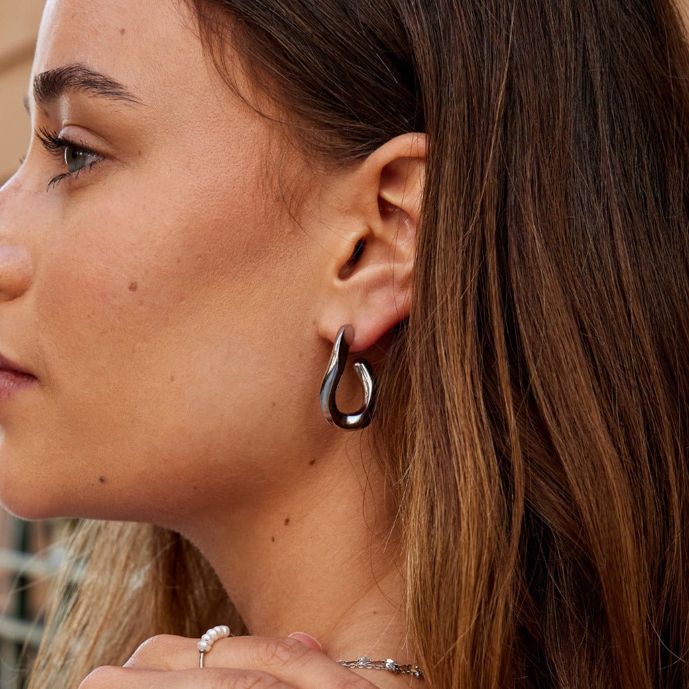Silver-Tone Twist Hoop Earrings
