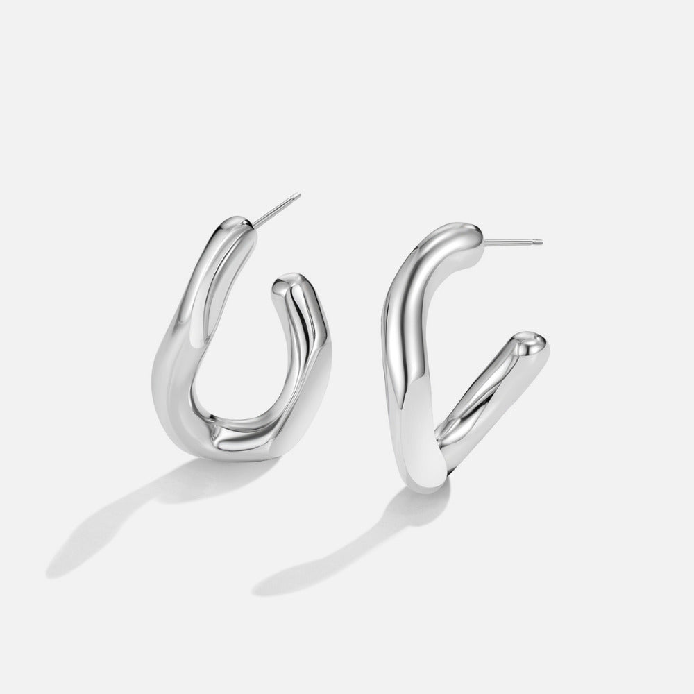 Silver-Tone Twist Hoop Earrings