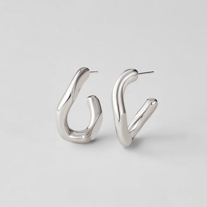 Silver-Tone Twist Hoop Earrings