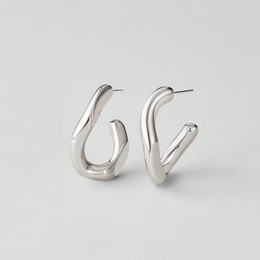 Silver-Tone Twist Hoop Earrings