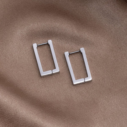 Silver-Tone Rectangle Hoop Earrings