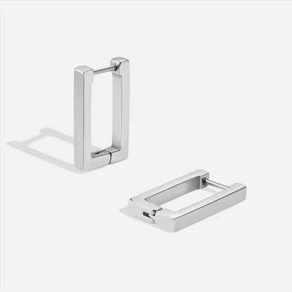Silver-Tone Rectangle Hoop Earrings