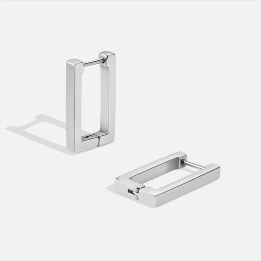Silver-Tone Rectangle Hoop Earrings