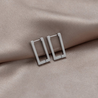 Silver-Tone Rectangle Hoop Earrings
