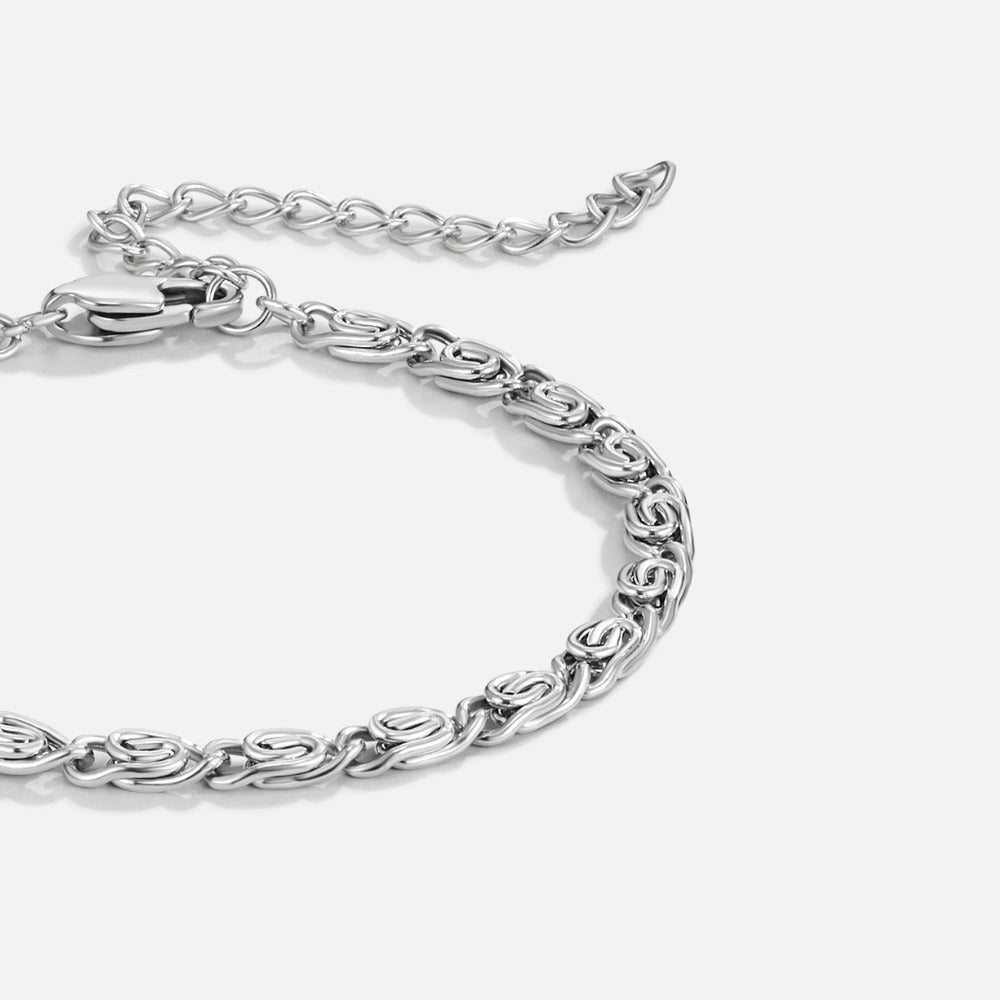 Silver-Tone Swirl Link Chain Bracelet