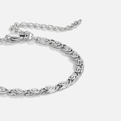 Silver-Tone Swirl Link Chain Bracelet