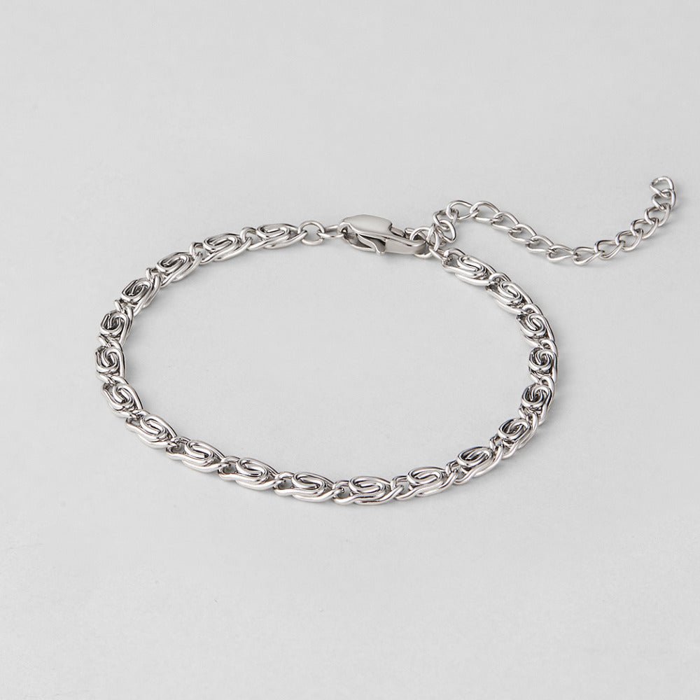 Silver-Tone Swirl Link Chain Bracelet