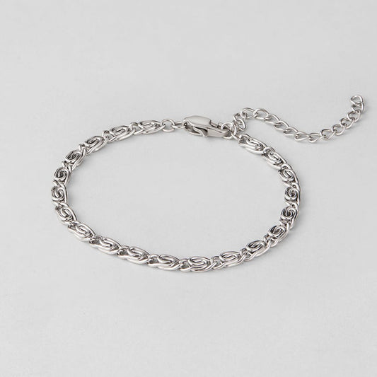 Silver-Tone Swirl Link Chain Bracelet