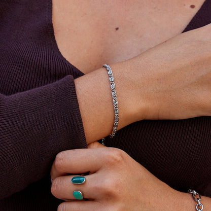 Silver-Tone Swirl Link Chain Bracelet