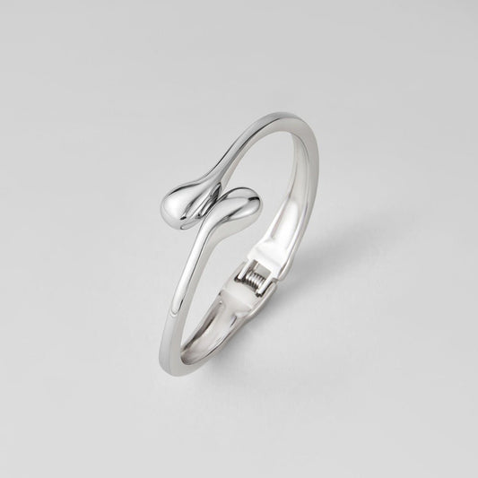Silver-Tone Teardrop Bangle