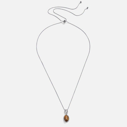 Silver-Tone Tiger Eye Long Necklace