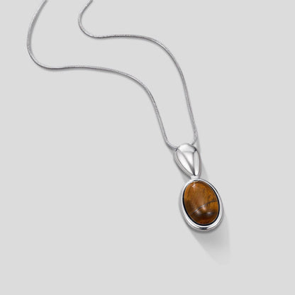 Silver-Tone Tiger Eye Long Necklace