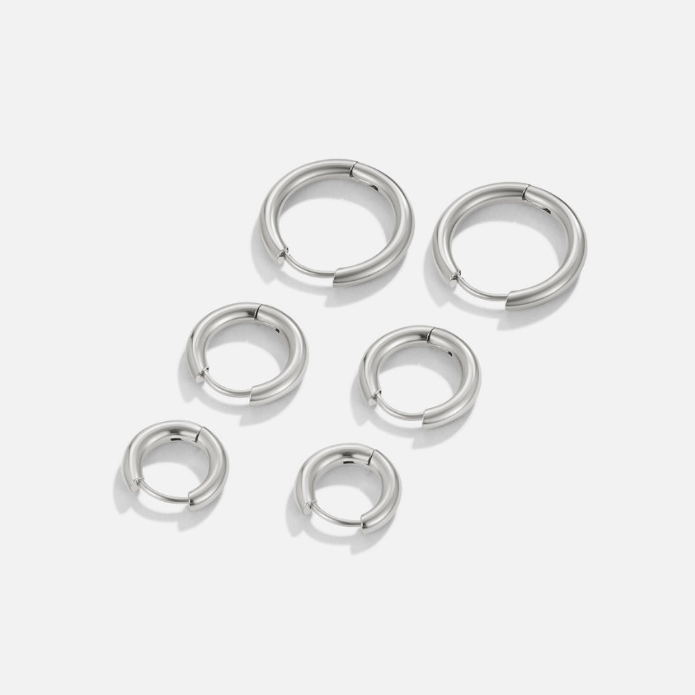 Silver-Tone Mini Hoop Trio Set
