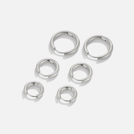Silver-Tone Mini Hoop Trio Set
