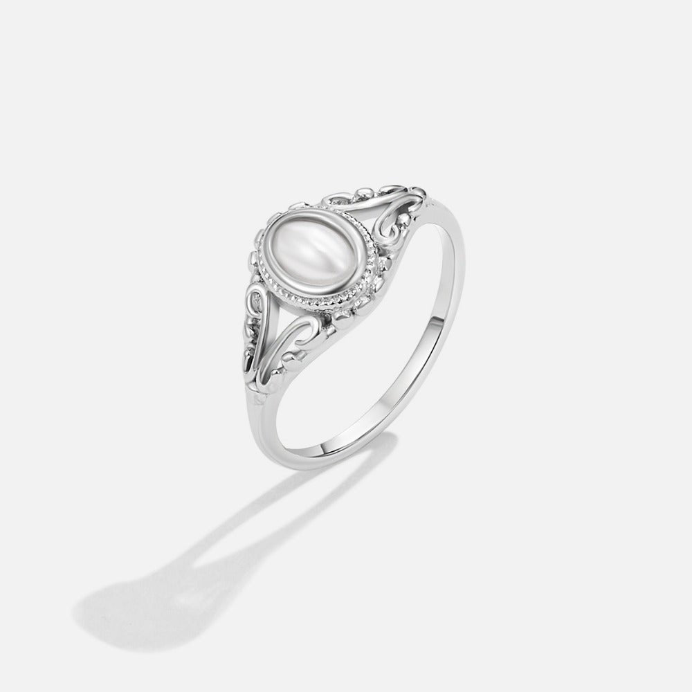 Silver-Tone Vintage Pearl Ring