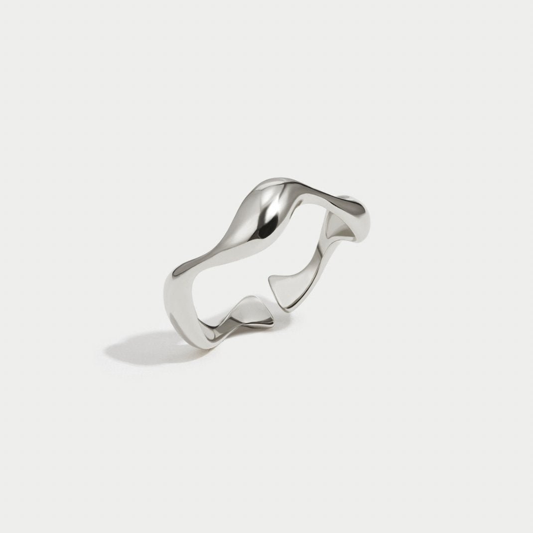 Silver-Tone Wave Band Ring