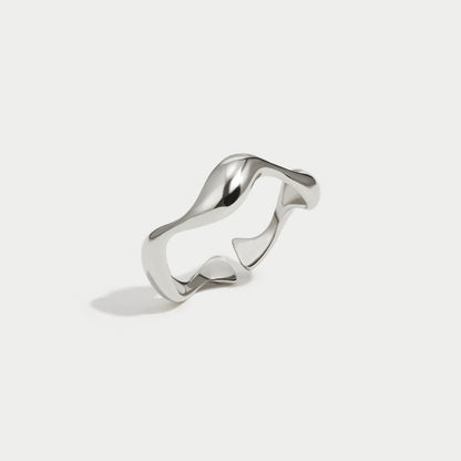 Silver-Tone Wave Band Ring