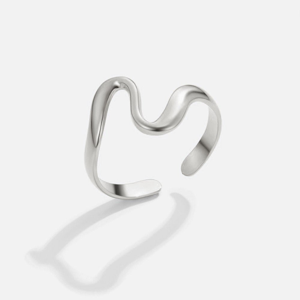 Silver-Tone Wave Ring