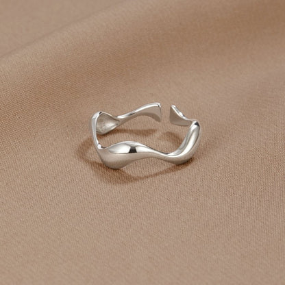 Silver-Tone Wave Band Ring
