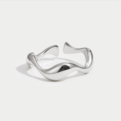 Silver-Tone Wave Band Ring