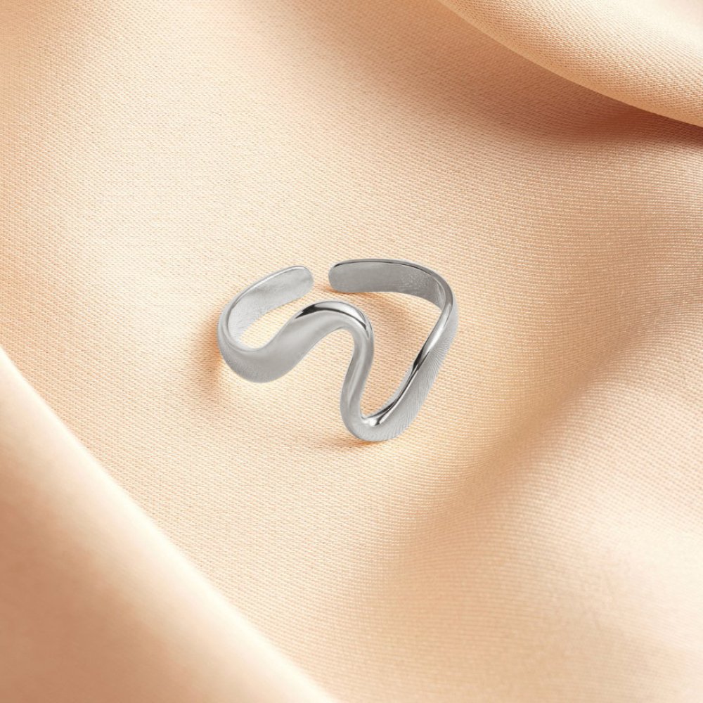 Silver-Tone Wave Ring