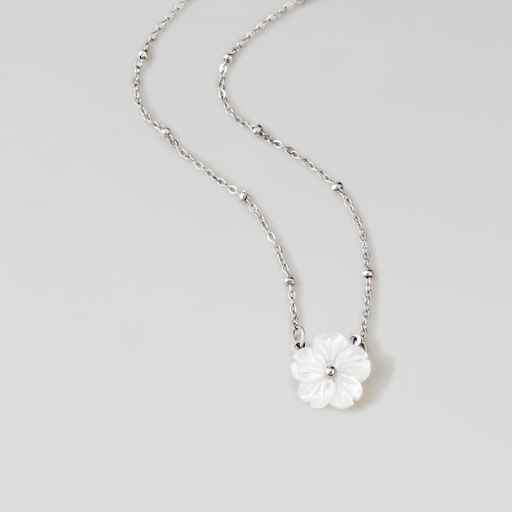 Silver-Tone White Blossom Necklace
