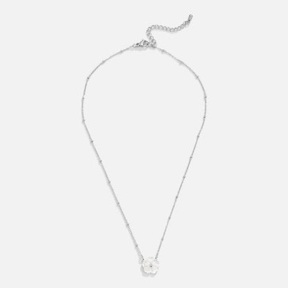 Silver-Tone White Blossom Necklace