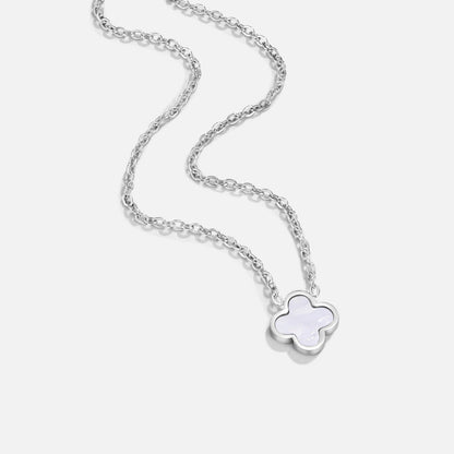Silver-Tone White Clover Necklace