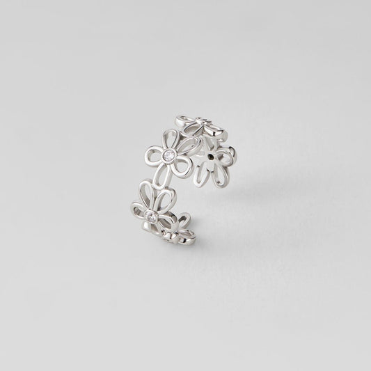Silver-Tone Wildflower Infinity Ring
