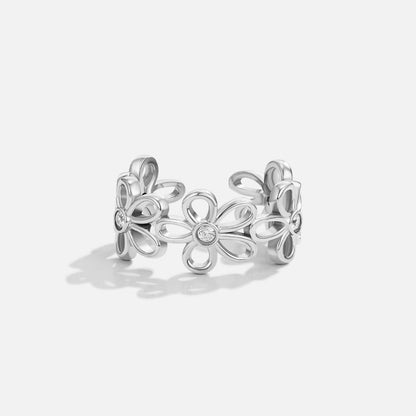 Silver-Tone Wildflower Infinity Ring