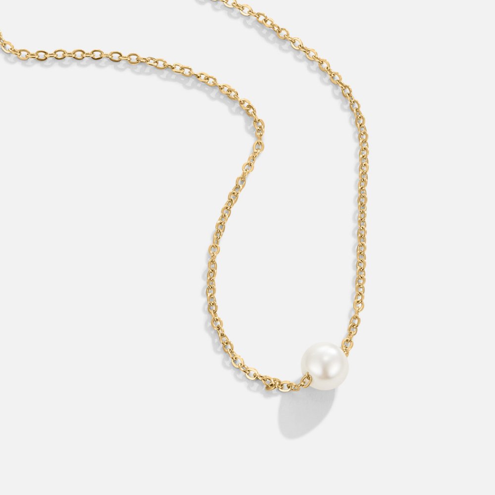 Solitaire Pearl Gold-Tone Necklace