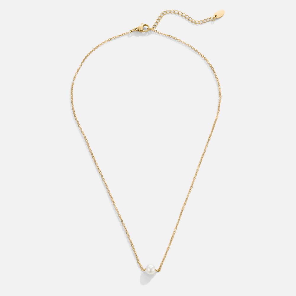 Solitaire Pearl Gold-Tone Necklace