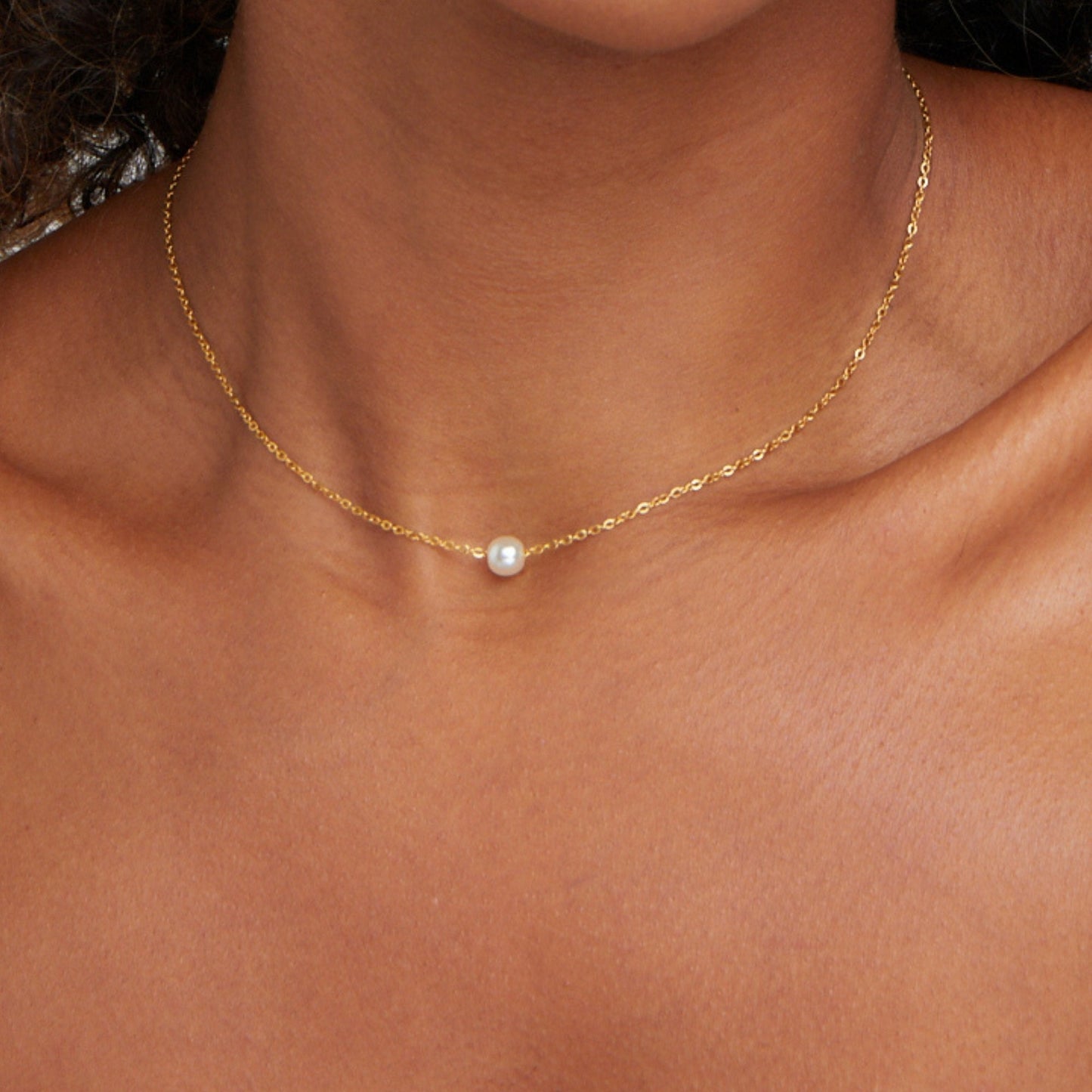 Solitaire Pearl Gold-Tone Necklace
