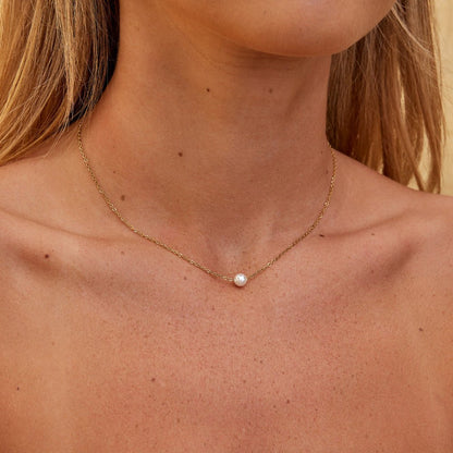 Solitaire Pearl Gold-Tone Necklace