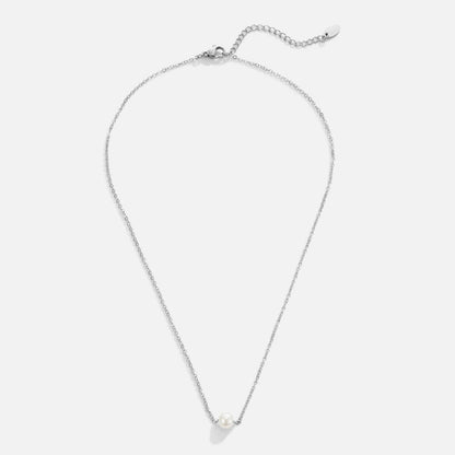 Solitaire Pearl Silver-Tone Necklace