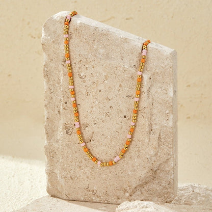 Sunset Glow Bead Necklace