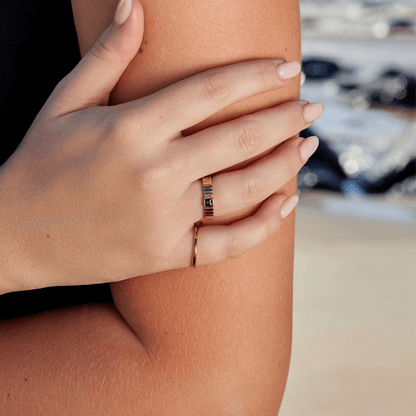Talia Black Gold-Tone Ring