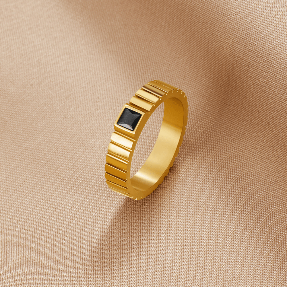 Talia Black Gold-Tone Ring