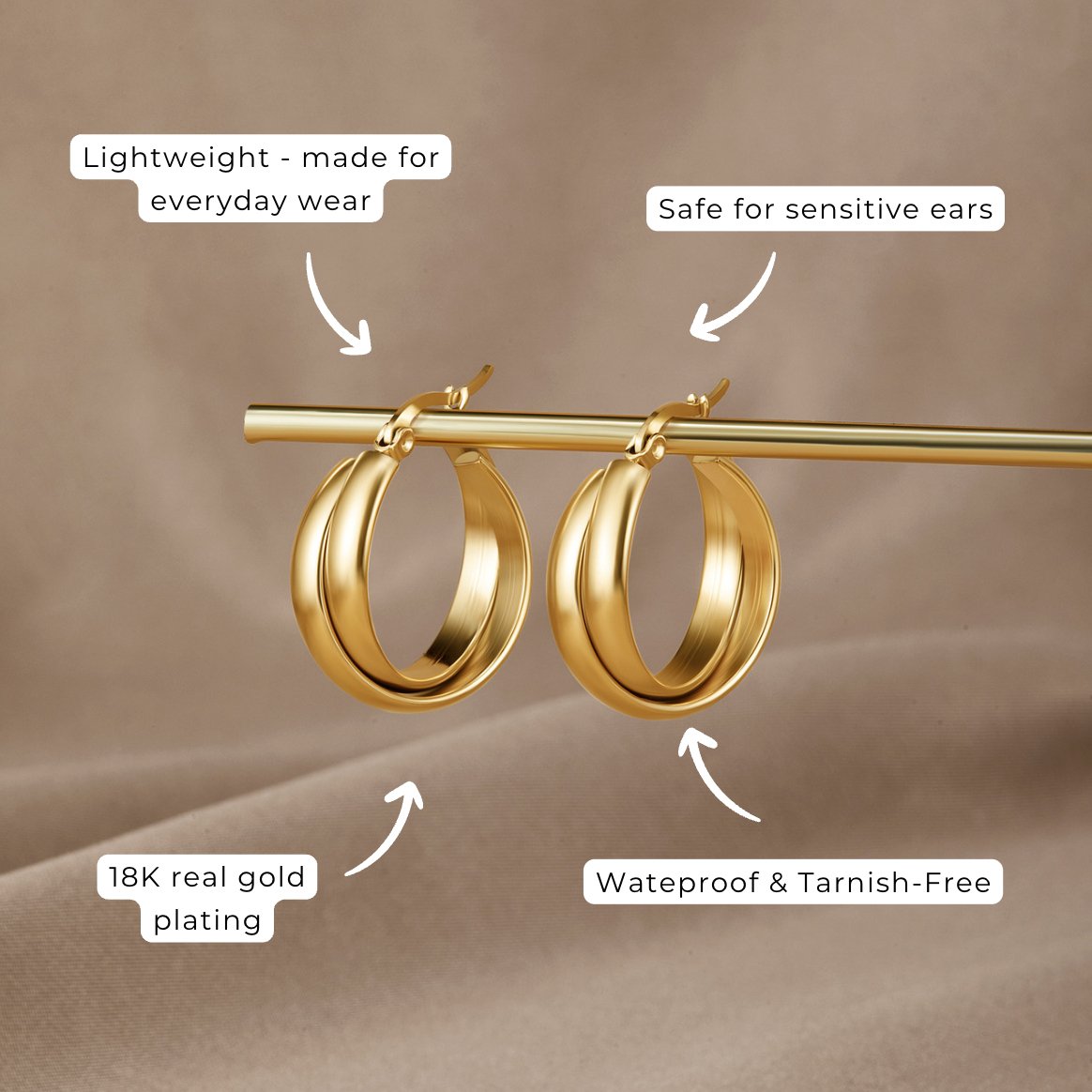 Talia Gold-Tone Hoop Earrings