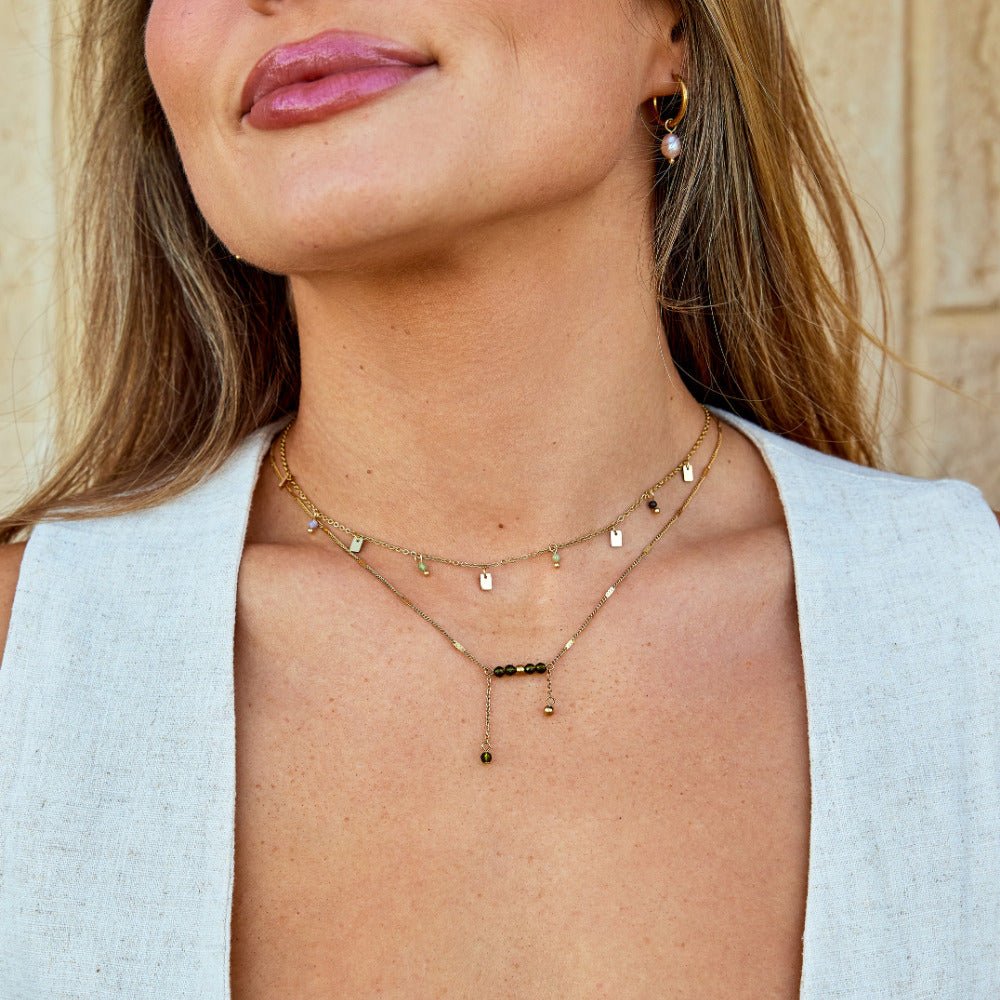 Tara Gold-Tone Square Droplet Necklace