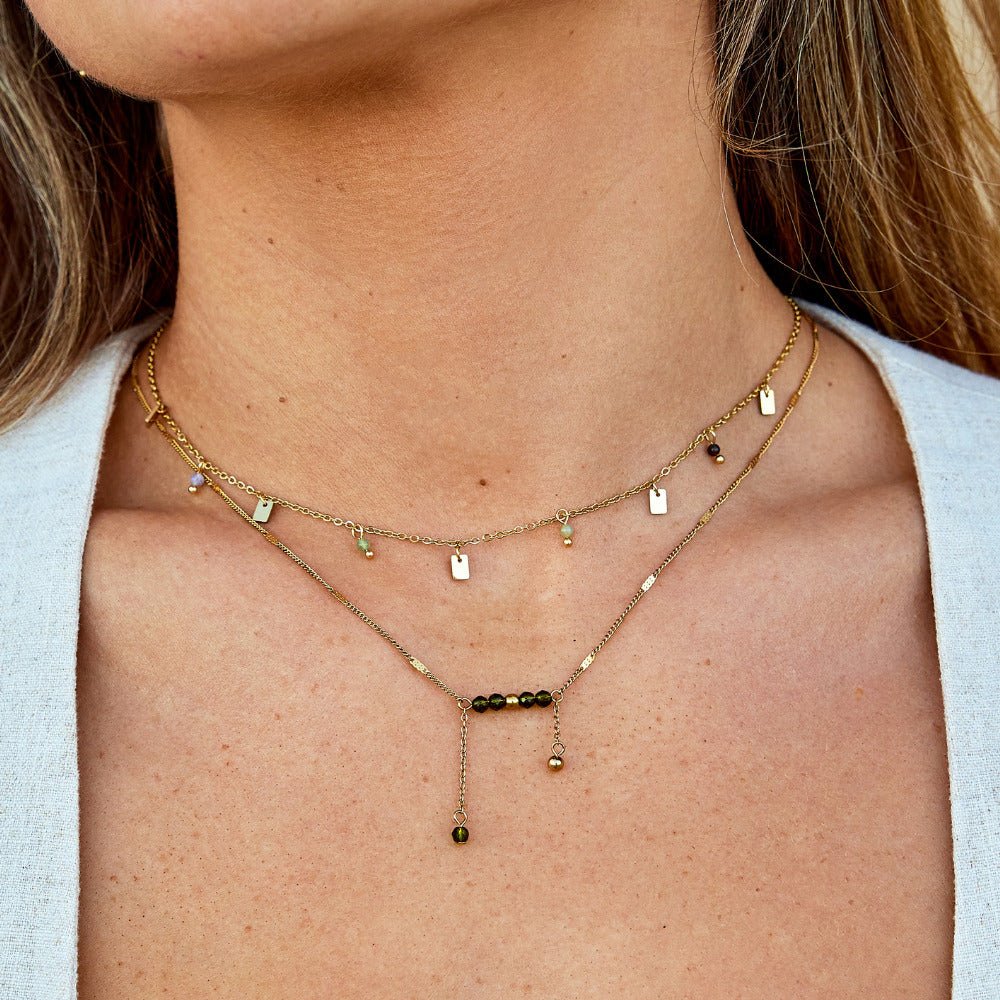 Tara Gold-Tone Square Droplet Necklace