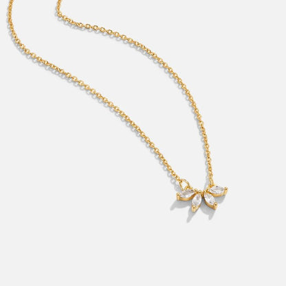 Silver-Tone Crystal Leaf Pendant Necklace
