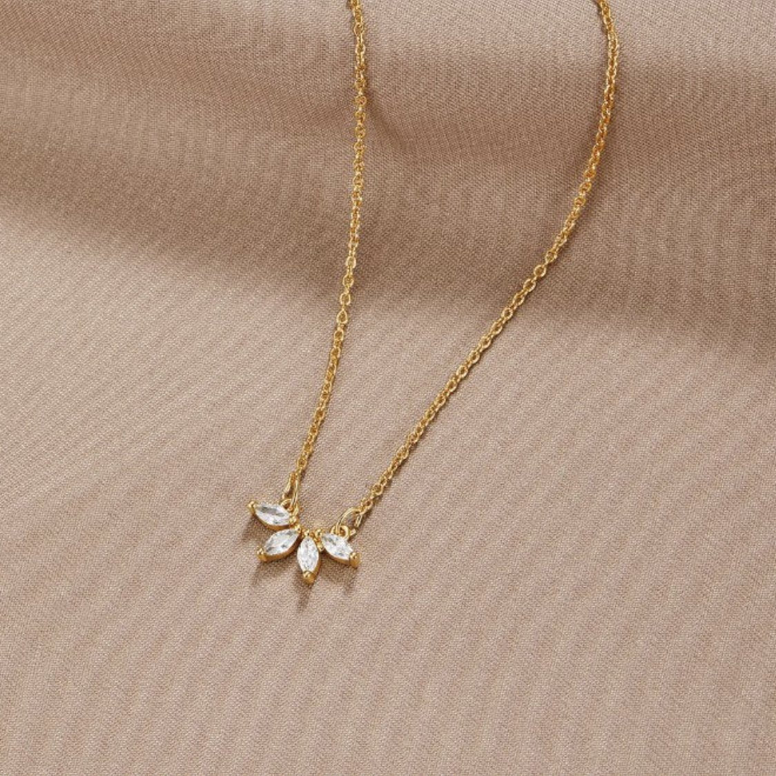Silver-Tone Crystal Leaf Pendant Necklace