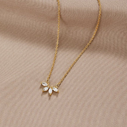 Silver-Tone Crystal Leaf Pendant Necklace